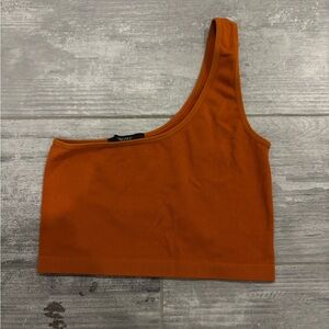 Forever 21 One-Shoulder Orange Crop Top